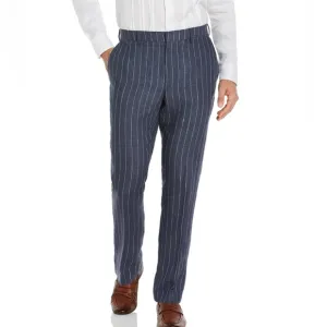 NWT Cubavera Men's Collection Navy Peony Pinstripe Linen Pant 34x30