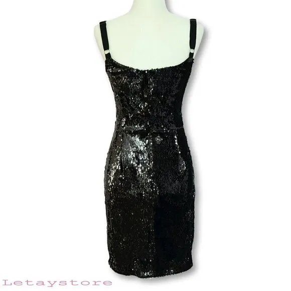 NWT DRESS THE POPULATION Purl iridescent Sequin Cocktail Party Mini Dress