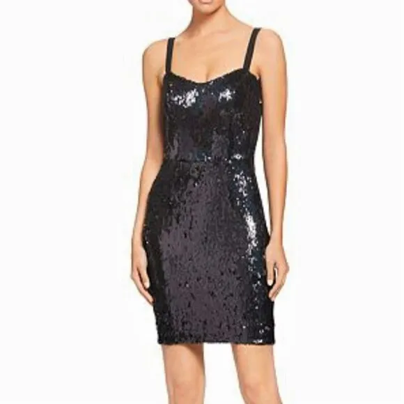 NWT DRESS THE POPULATION Purl iridescent Sequin Cocktail Party Mini Dress
