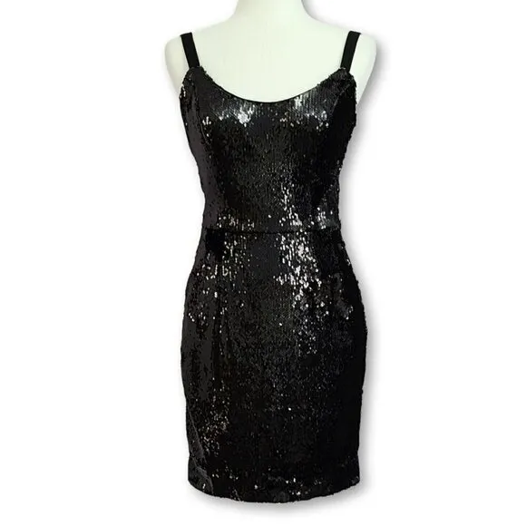 NWT DRESS THE POPULATION Purl iridescent Sequin Cocktail Party Mini Dress