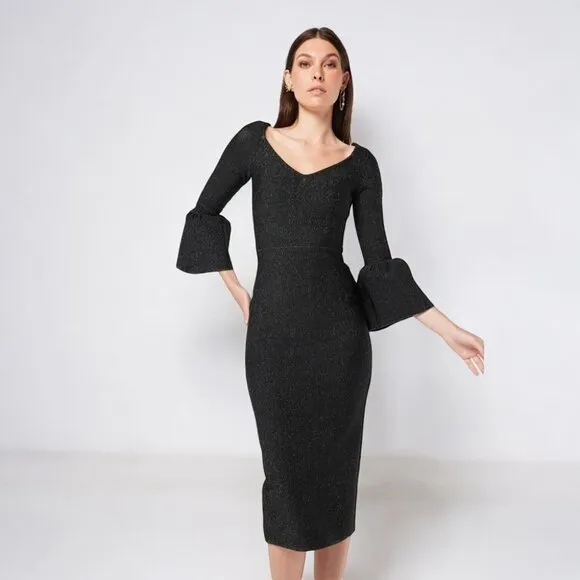 NWT Elliatt Maves Blacksilver Midi Dress
