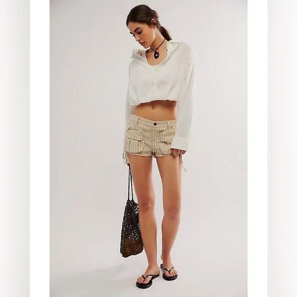 NWT! FP Free People Vixen Cargo Micro Shorts Sz 10