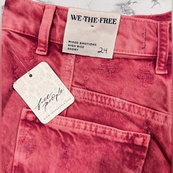 NWT Free People Mixed Emotions High Rise Short in Dragonfruit Sorbet