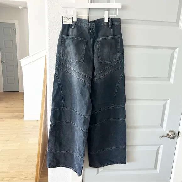 NWT Free People Unknown Reasons Moto Straight Boyfriend Jeans