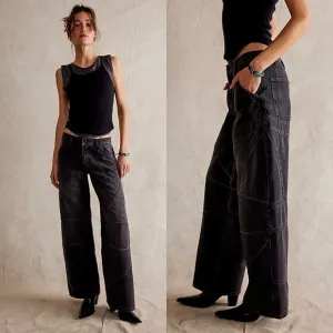 NWT Free People Unknown Reasons Moto Straight Boyfriend Jeans