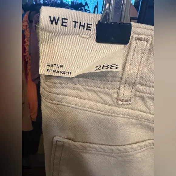 NWT Free People We the Free Aster Straight Leg Jeans - cream - 28S &amp; 31
