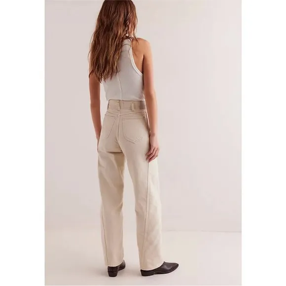 NWT Free People We the Free Aster Straight Leg Jeans - cream - 28S &amp; 31