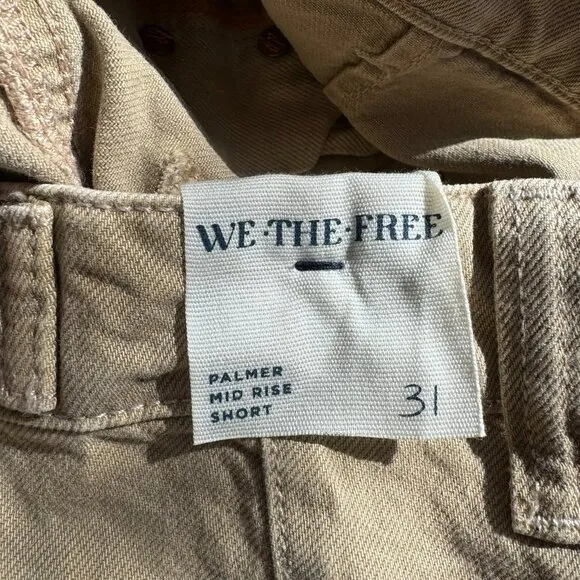 NWT Free People We The Free Palmer Shorts Denim Jean in Savannah Khaki