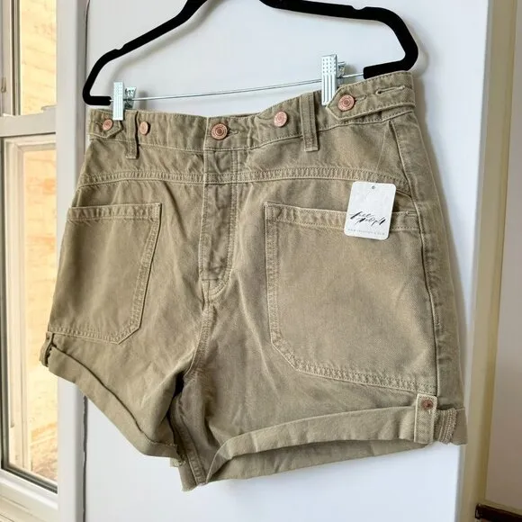 NWT Free People We The Free Palmer Shorts Denim Jean in Savannah Khaki