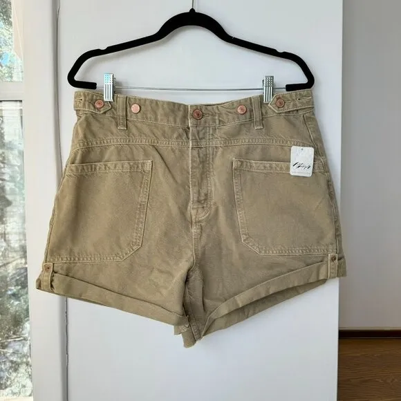 NWT Free People We The Free Palmer Shorts Denim Jean in Savannah Khaki
