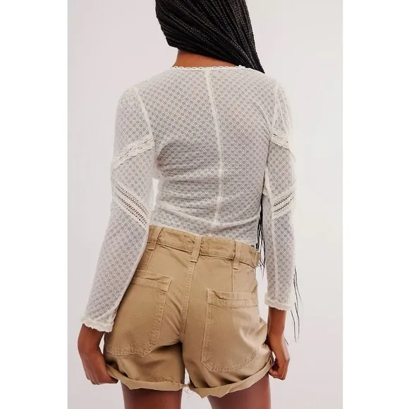 NWT Free People We The Free Palmer Shorts Denim Jean in Savannah Khaki