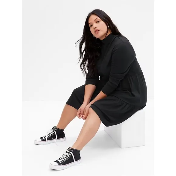 NWT GAP Modern Mockneck Tiered Mini Dress