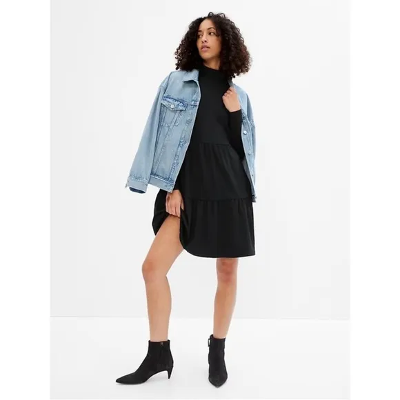 NWT GAP Modern Mockneck Tiered Mini Dress