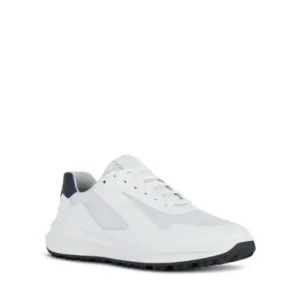 NWT GEOX Mens White Mixed Media Padded Pg1x Round Toe Lace-Up Sneakers Shoes 10