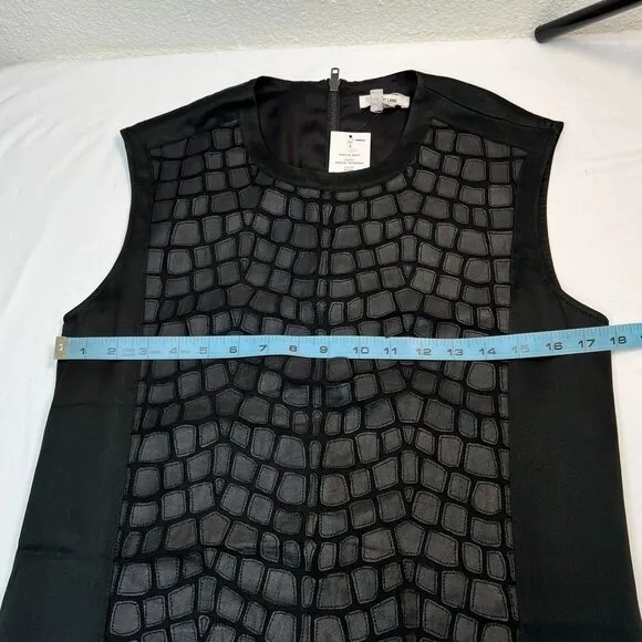 NWT Helmut Lang Fractal Mini Dress Faux Leather Leopard Satin Black Shift  2