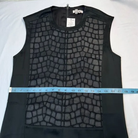 NWT Helmut Lang Fractal Mini Dress Faux Leather Leopard Satin Black Shift  2
