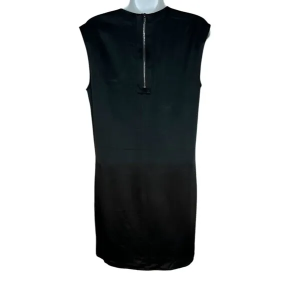 NWT Helmut Lang Fractal Mini Dress Faux Leather Leopard Satin Black Shift  2