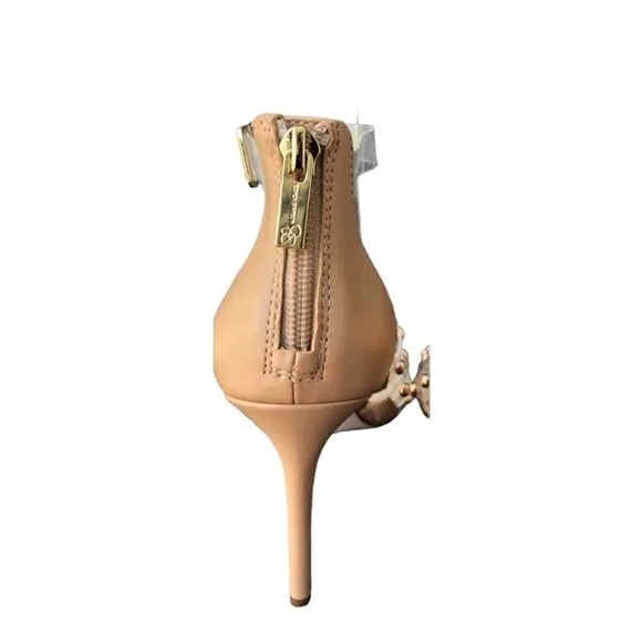 NWT Jessica Simpson Tan Beige Khaki Back Clear Vinyl front with diver Studs 4”
