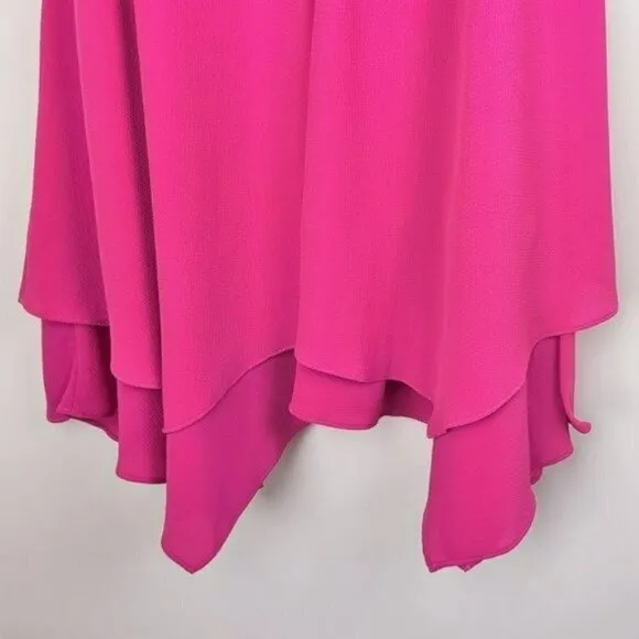 NWT LONDON TIMES Catalina Mock Neck Tiered Ruffle Hem A-Line Mini Dress