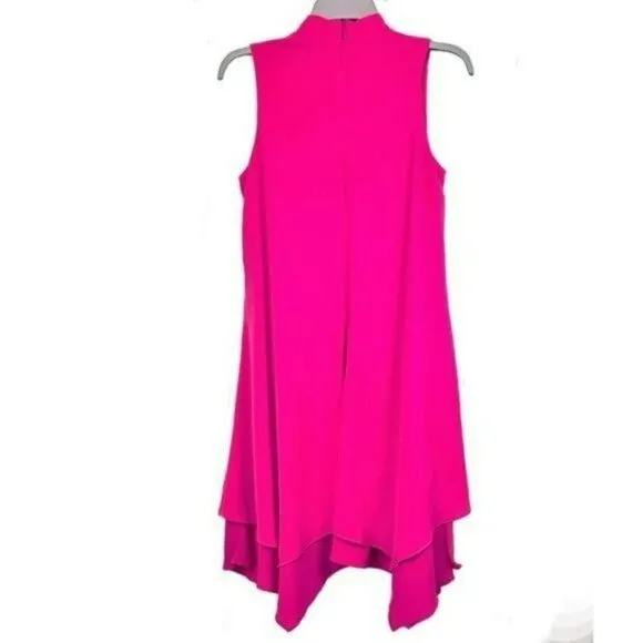 NWT LONDON TIMES Catalina Mock Neck Tiered Ruffle Hem A-Line Mini Dress
