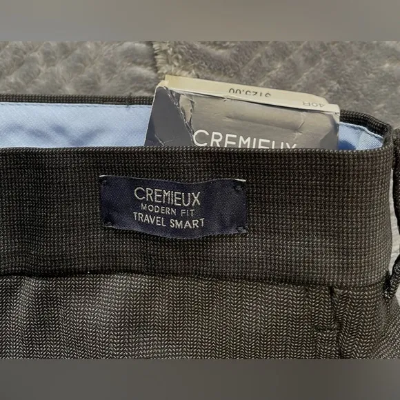 NWT Men’s Cremieux Modern Fit Travel Smart Unhemmed Dress Pants 40 Wool Blend