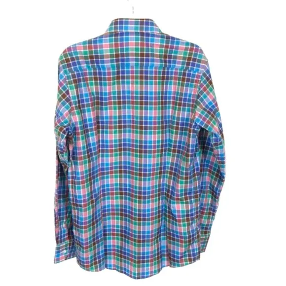 NWT Mens Size Medium ETON Multicolor Check Pattern Button Up Dress Shirt NEW