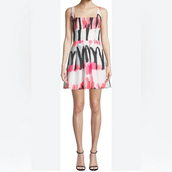 NWT- MILLYCamila Modern Scribble-Print Fit-&amp;-Flare Dress