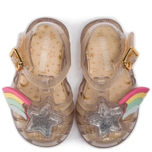 NWT MINI MELISSA Possession II Kids Sandals In Gold Size 5T