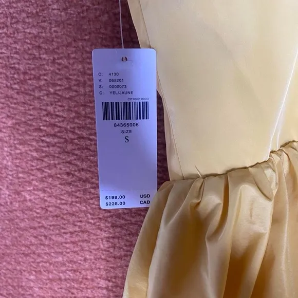 NWT Modern Anthropologie Yellow Corset Hi Low Bubble Skirt Dress, Size S.