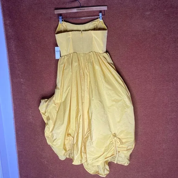 NWT Modern Anthropologie Yellow Corset Hi Low Bubble Skirt Dress, Size S.