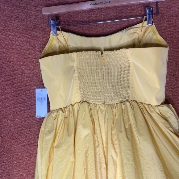 NWT Modern Anthropologie Yellow Corset Hi Low Bubble Skirt Dress, Size S.