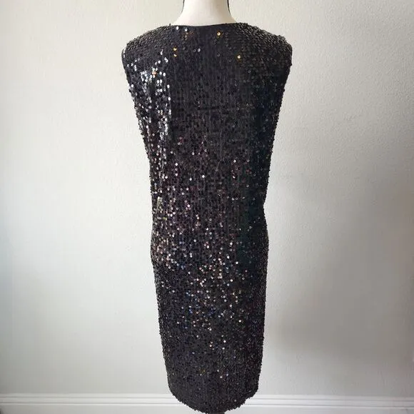 NWT Modern Metallics Avenue Womens 18/20 Black Full Sequin Dress