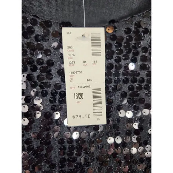 NWT Modern Metallics Avenue Womens 18/20 Black Full Sequin Dress
