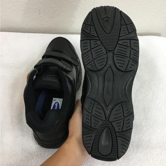 NWT New Dr. Scholl’s Mens Black Pursuit Leather Velcro Sneaker Shoe Size 10.5EE