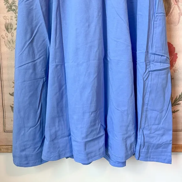 NWT Pact Modern Halter Fit &amp; Flare Vacation Organic Midi Dress Blue Medium