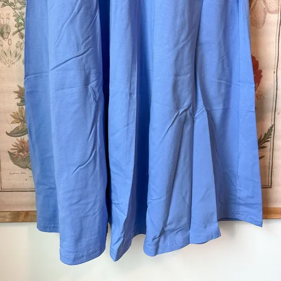 NWT Pact Modern Halter Fit &amp; Flare Vacation Organic Midi Dress Blue Medium