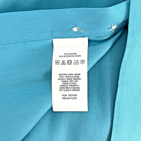 NWT Psycho Bunny Modern Fit No Iron Stretch Dress Shirt Teal Blue Men 15.5 34/35
