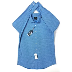 NWT Psycho Bunny Modern Fit Non-Iron Stretch Dress Shirt Floral Blue 15.5 32/33