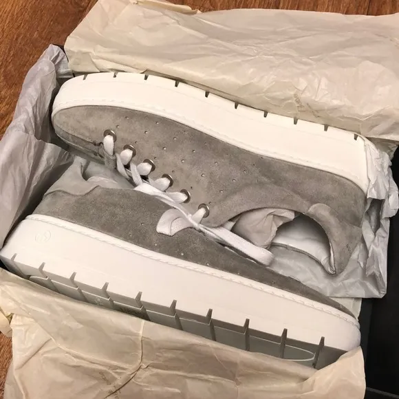 NWT Rag &amp; Bone Linden Gray Cemento Suede Platform Sneakers Shoes Size 9.5 (39.5)