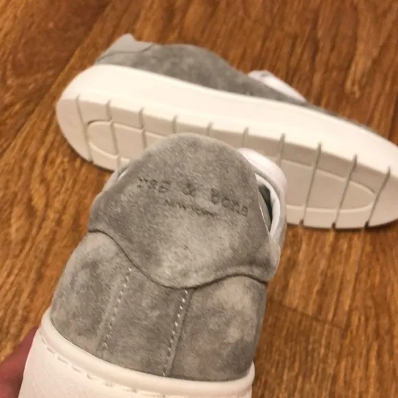 NWT Rag &amp; Bone Linden Gray Cemento Suede Platform Sneakers Shoes Size 9.5 (39.5)