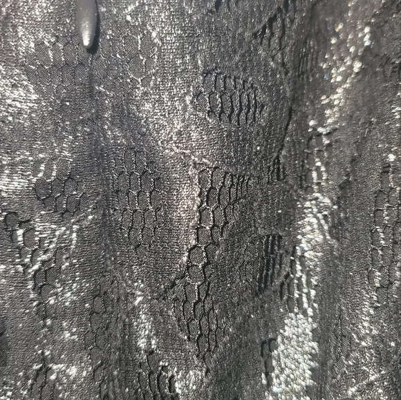 NWT Ralph Lauren Black Silver Lace Metallic Sleeveless Sheath Dress