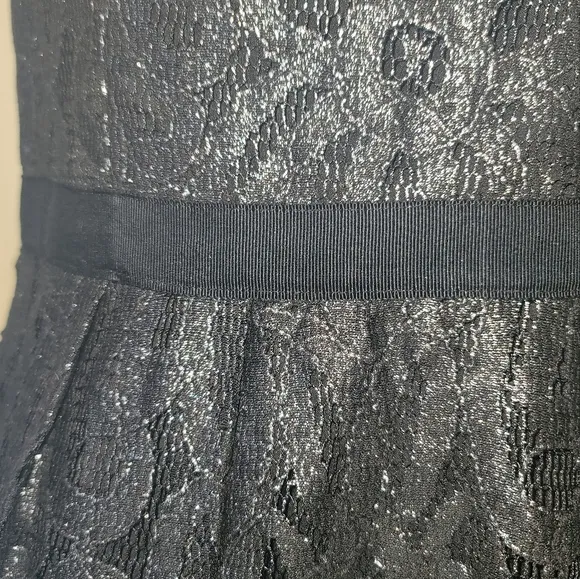 NWT Ralph Lauren Black Silver Lace Metallic Sleeveless Sheath Dress