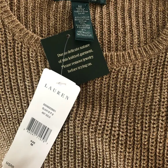NWT Ralph Lauren Gold Shimmer Metallic Tunic Top Shirt Dress Size M