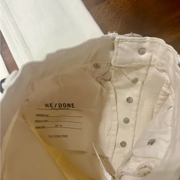 NWT! Re/Done | Comfort Stretch High Rise Stove Pipe Jeans | Vintage White | 25