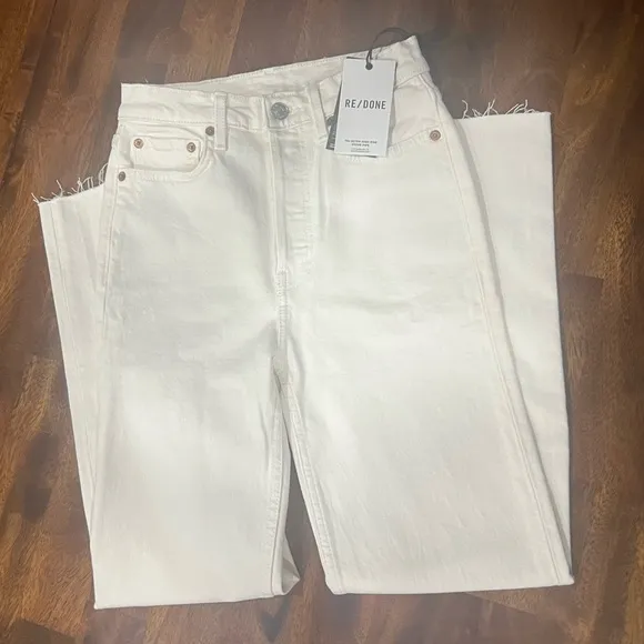 NWT! Re/Done | Comfort Stretch High Rise Stove Pipe Jeans | Vintage White | 25