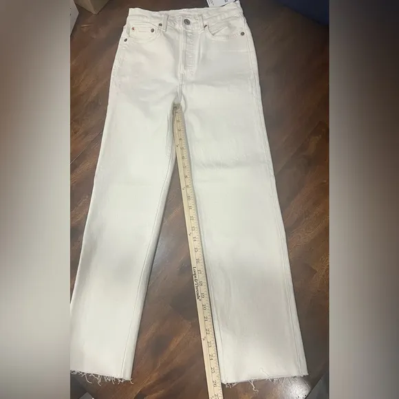 NWT! Re/Done | Comfort Stretch High Rise Stove Pipe Jeans | Vintage White | 25