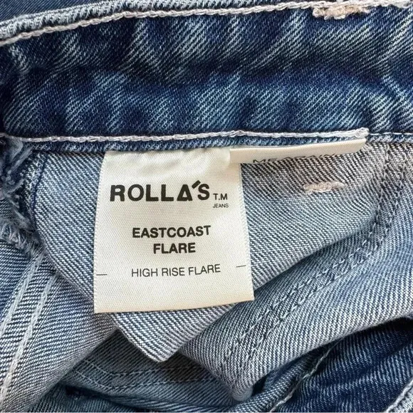 NWT Rolla's East Coast Flare Patch Pocket Flared Jeans Denim High Rise Blue