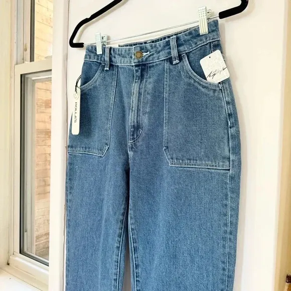 NWT Rolla's East Coast Flare Patch Pocket Flared Jeans Denim High Rise Blue