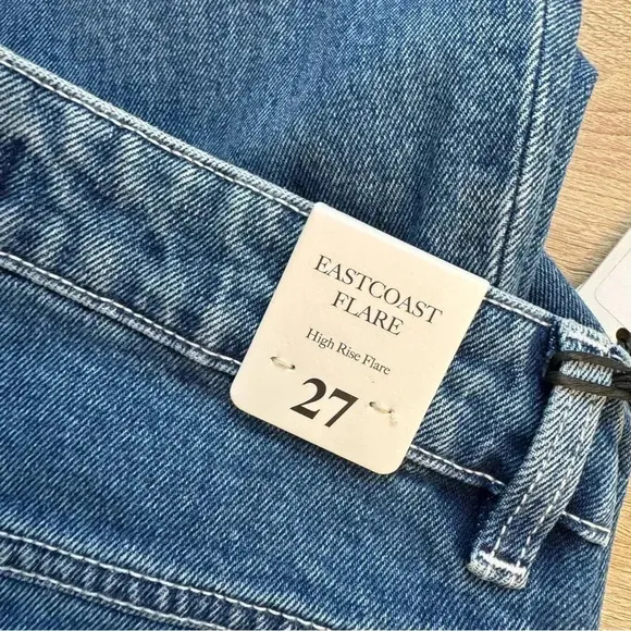 NWT Rolla's East Coast Flare Patch Pocket Flared Jeans Denim High Rise Blue