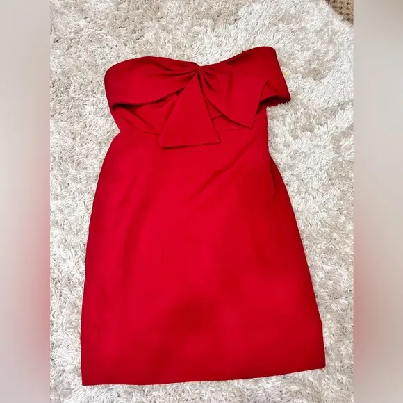NWT SAM EDELMAN Bow Strapless Sheath Cocktail Red Mini Dress MSRP $128 SIZE 2
